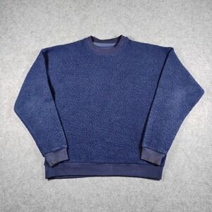 Outdoor Voices Mens MegaFleece Crewneck Sweatshirt Navy Blue Sherpa Size S